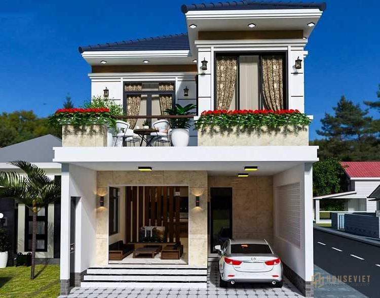 Biệt thự rộng 8m có gara ô tô hiện đại