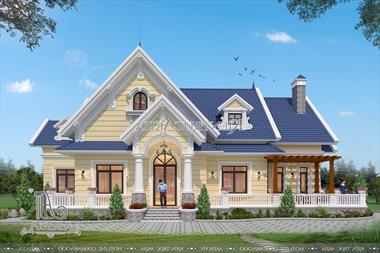 Mẫu biệt thự 1 tầng Châu Âu mái thái (TGĐ: Anh Chí - Thái Nguyên) BT12318