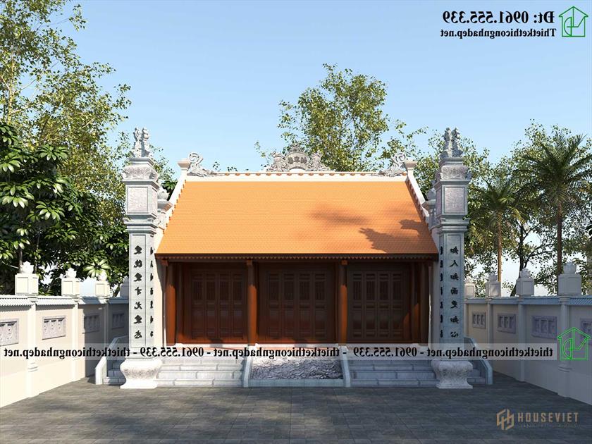 Mẫu thiết kế nhà thờ họ 3 gian 8x8m ở Vĩnh Phúc đẹp NDNTH30