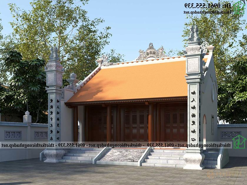 Mẫu nhà thờ họ 3 gian 2 mái đẹp NDNTH30