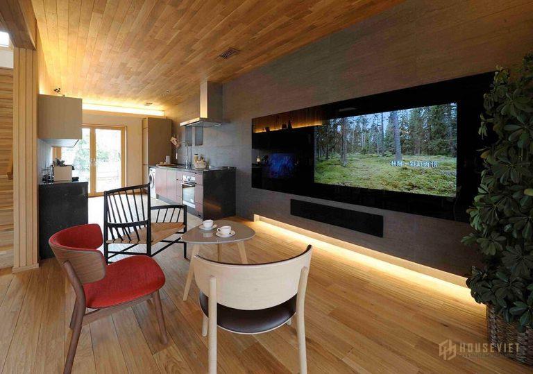 Phòng khách tầng 1 tích hợp gần khu bếp ăn