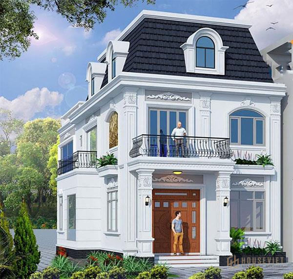 Màu sắc mái hài hòa với sơ tường ngoại thất tạo nên tổng thể ấn tượng