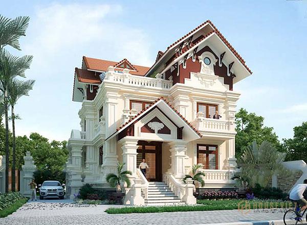 Thiết kế biệt thự vườn theo phong cách tân cổ điển chú ý đến phân chia bố cục rõ ràng