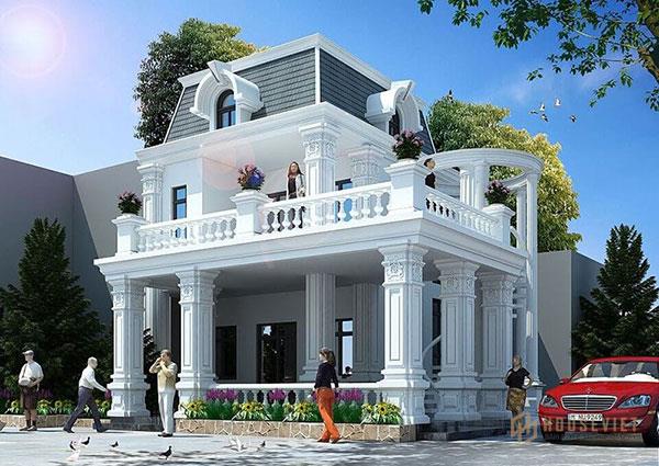 Mẫu nhà tân cổ điển 2 tầng đẹp, thiết kế sáng tạo