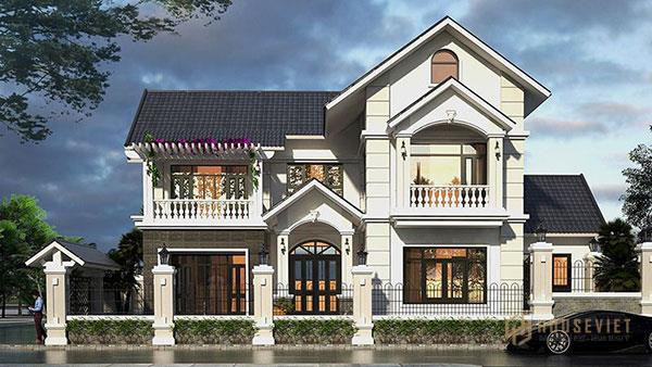 Mẫu nhà biệt thự 2 tầng tân cổ điển kiểu Pháp độc đáo