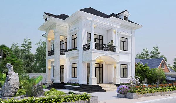 Thiết kế biệt thự vườn 2 tầng có thể sử dụng kiểu dáng mái thái