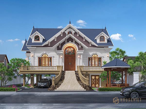 Mẫu biệt thự 2 tầng có gara để xe với công năng hiệu quả