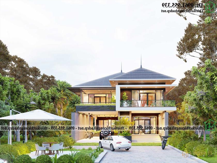 Mẫu nhà biệt thự đẹp mái thái giá rẻ kiểu nhật NDBT2T135