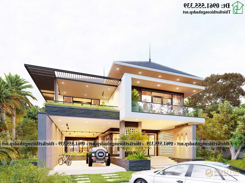 Mẫu nhà biệt thự đẹp mái thái giá rẻ kiểu nhật NDBT2T135