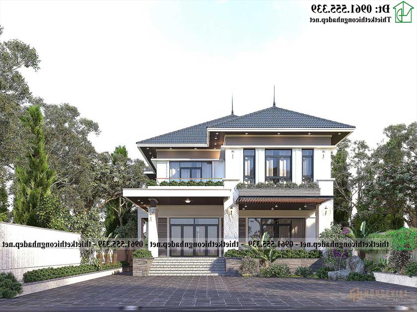 Mặt tiền biệt thự 2 tầng đẹp NDBT2T135