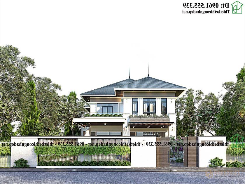 Mẫu thiết kế biệt thự 2 tầng mái thái hiện đại kiểu Nhật NDBT2T135