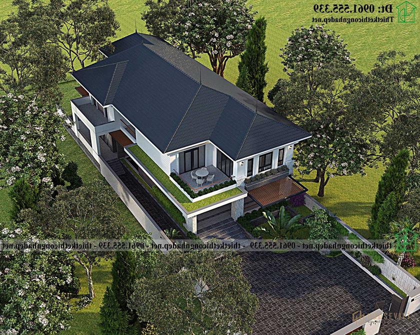 Tổng thể mẫu thiết kế biệt thự 2 tầng đẹp NDBT2T135