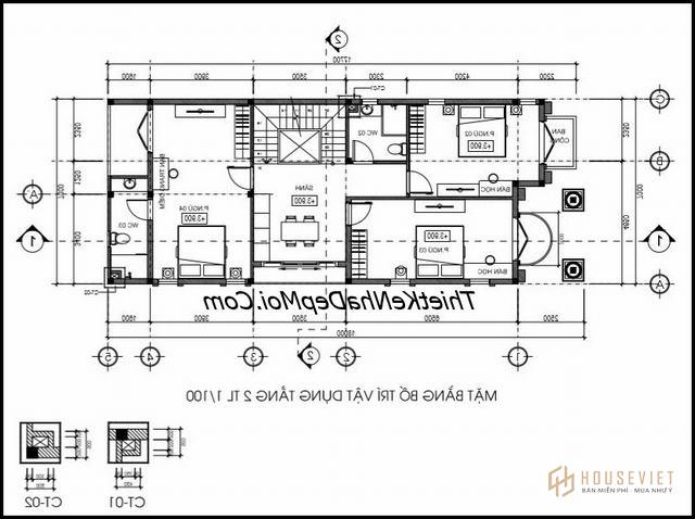 Mẫu thiết kế nhà 2 tầng 1 tum 7x16m