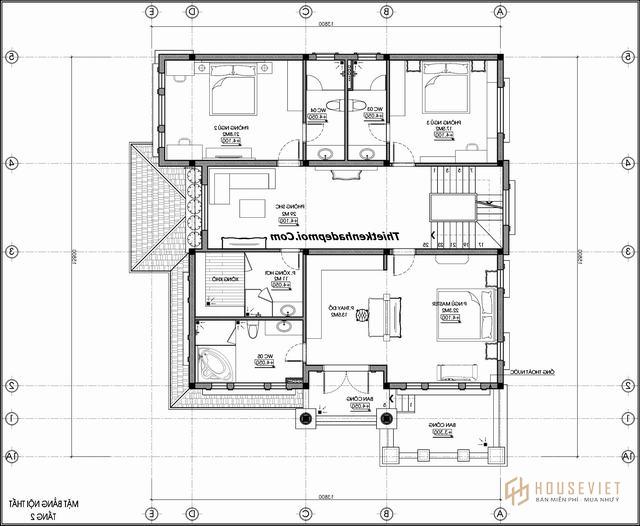 Bản vẽ biệt thự 3 tầng đẹp năm 2020 