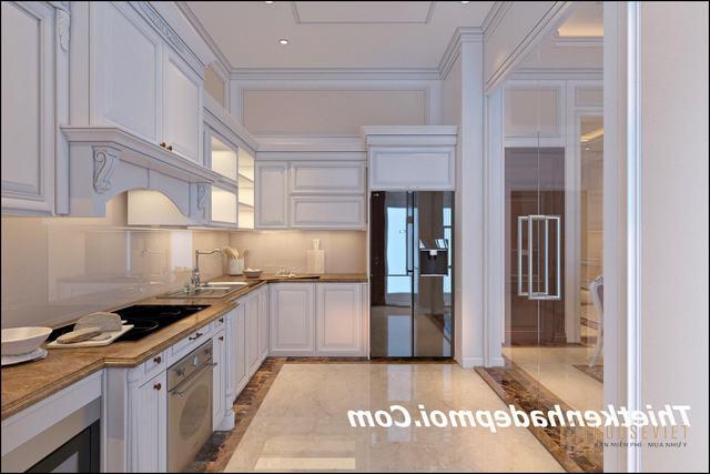 Mẫu phòng bếp tân cổ điển đẹp 14m2