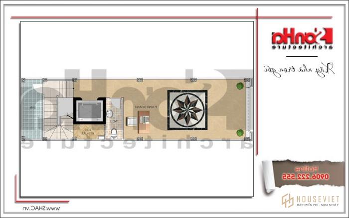 Mặt bằng công năng tầng 1 nhà ống kiến ​​trúc pháp tại sài gòn sh nop 0147