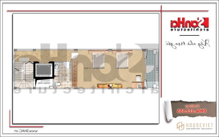 Mặt bằng công năng tầng 2 nhà ống kiến ​​trúc pháp tại sài gòn sh nop 0147