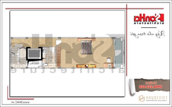 Mặt bằng công năng tầng 4 nhà ống kiến ​​trúc Pháp tại Sài Gòn sh nop 0147