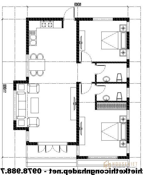 Bản vẽ mặt bằng nhà cấp 4 NDNC46