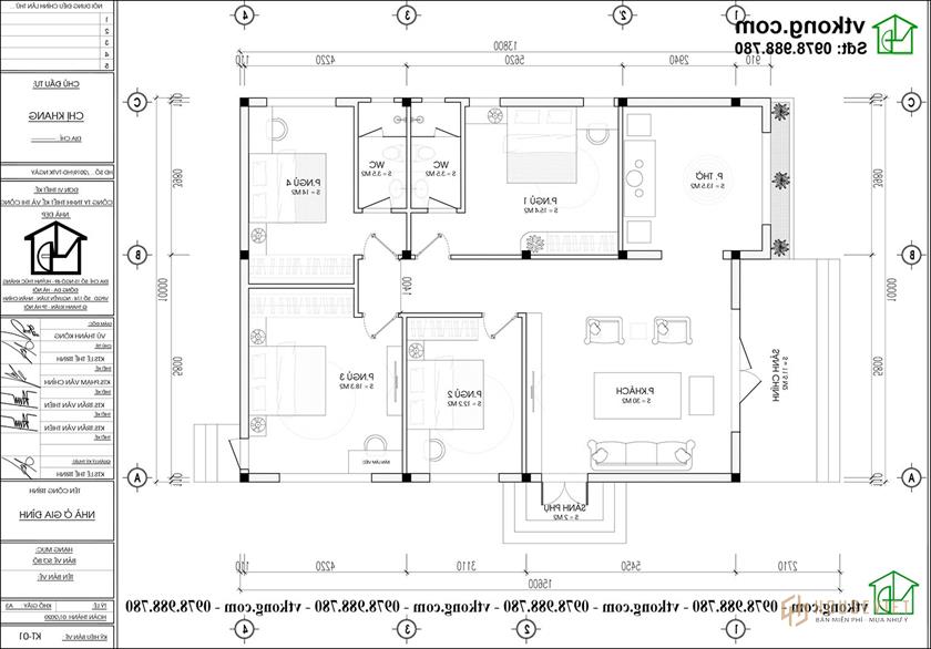 Phương án nội thất nhà cáp cấp 4 mái bằng 10x16m tại Hải Phòng NC485