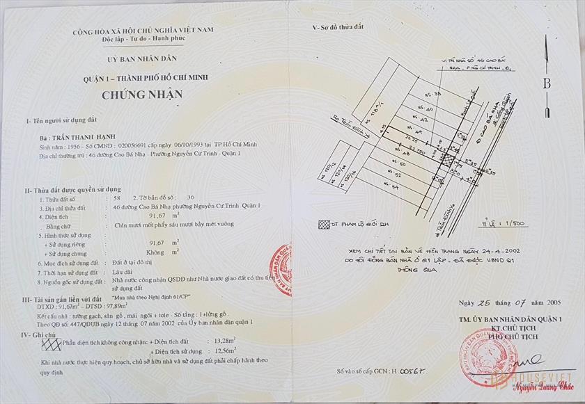 Bán nhà mặt tiền Cao Bá Nhạ quận 1