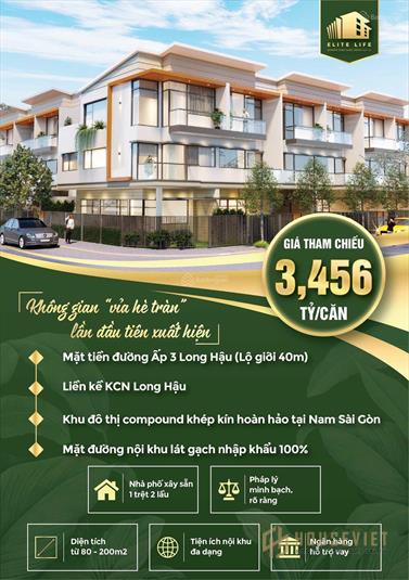 NHÀ PHỐ LIỀN KỀ DỰ ÁN ELITE LIFE LONG HẬU, CẦN GIUỘC, LONG AN