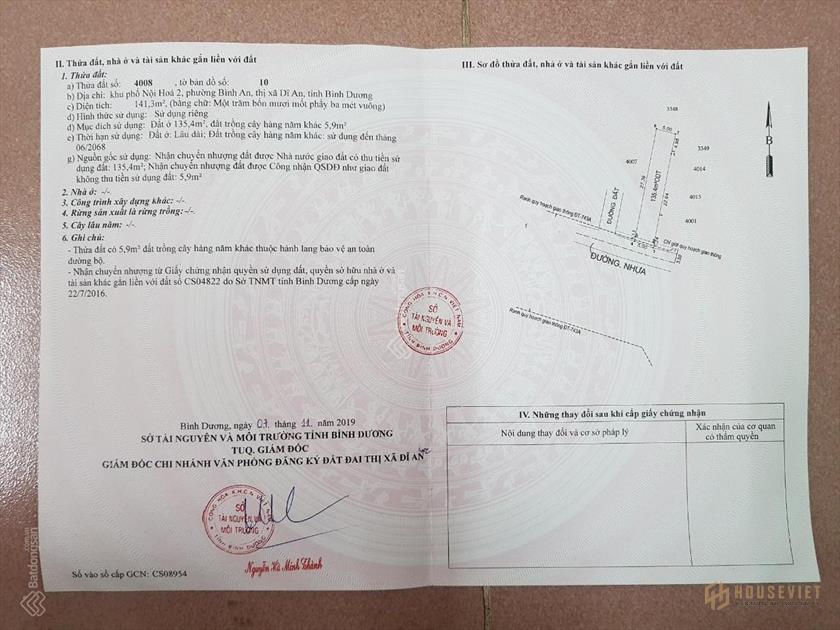 CHỦ CẦN BÁN GẤP LÔ ĐẤT MẶT TIỀN ĐƯỜNG PHƯỜNG BÌNH AN, TP DĨ AN
