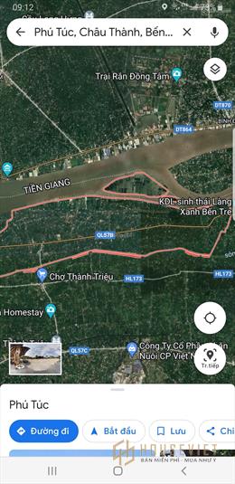 Bán 1559m2 đất MT sông Tiền xã Phú Túc, Châu Thành, Bến Tre