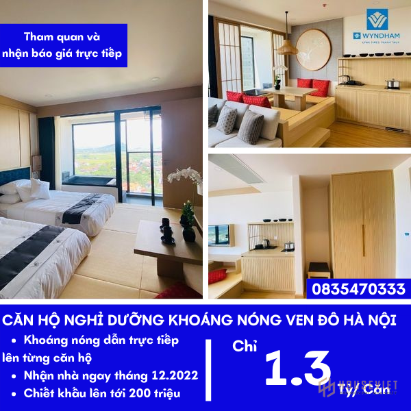 Chỉ 1,3 tỷ Căn hộ Khoáng nóng Full nội thất 5 sao, nhận chiết khấu lên