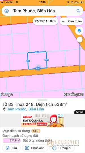 Bán LỖ Lô Đất 538m2 Sau Trường Cao Đẳng ANND P.Tam Phước chỉ 3.1ty