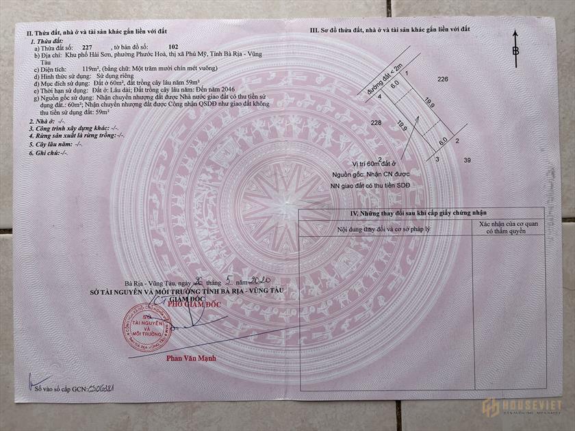 Đất thổ cư mặt tiền quốc lộ 51, thị xã Phú Mỹ đã có sổ, công chứng ngay.