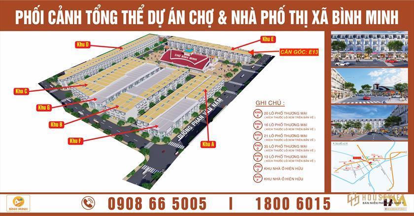 2 căn nhà phố thương mại mặt tiền cực đẹp, đối diện cổng chợ Bình Minh