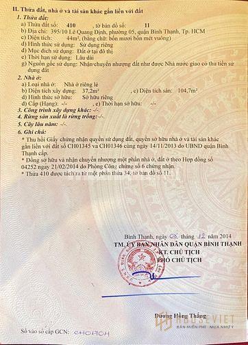 Bán nhà 395/10 Lê Quang Định, P. 5 Bình Thạnh. Nhà mới