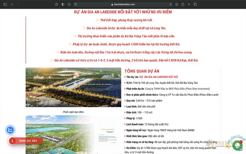 DỰ ÁN ĐẤT NỀN PHÁP LÝ 1/500 CHUẨN NHẤT ĐẤT ĐỎ, GIÁ ĐẦU TƯ F0, GIA AN LAKESIDE BÀ RỊA VŨNG TÀU