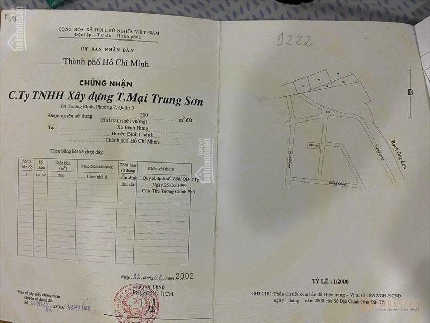 Cần bán gấp đất biệt thự đối diện công viên KDC Trung Sơn, DT 200m2 SH, giá 100tr/m2