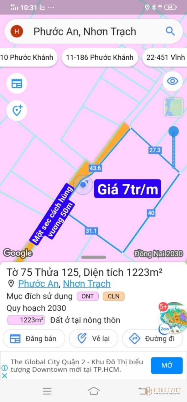 Chủ kẹt tiền cần bán gấp gần khu dân cư có 300m thổ thuộc xã Phước An