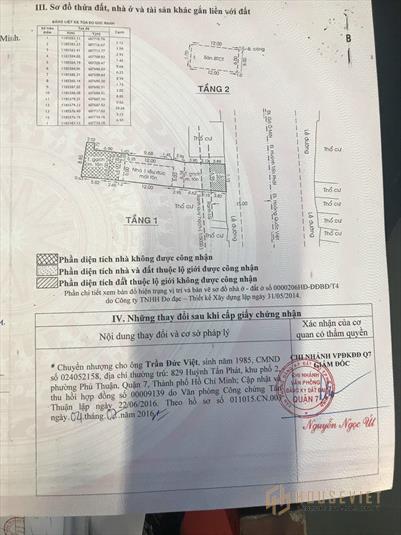 Măt tiền 7,1x31m đường huỳnh tấn phát phường tân phú Q7+