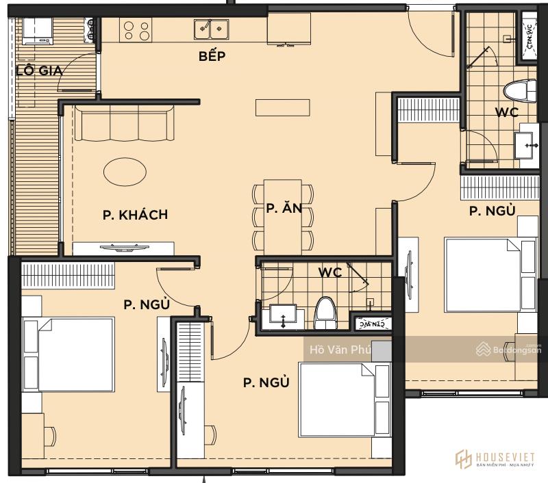 Căn hộ Vip 106,9m2 3PN2VS khu cao cấp phong cách khách sạn 5 sao.