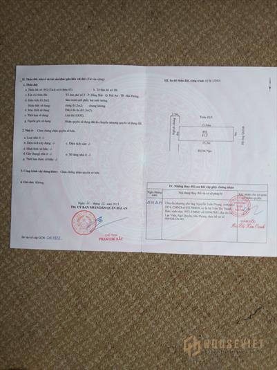 (A1) Bán đất sổ đỏ 61,2m (ngang 4) Ngõ 389 Đằng Hải, Hải An LH 0917 69