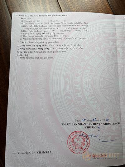 Cần bán gấp đất đẹp xã phước An Nhơn Trạch Đồng Nai