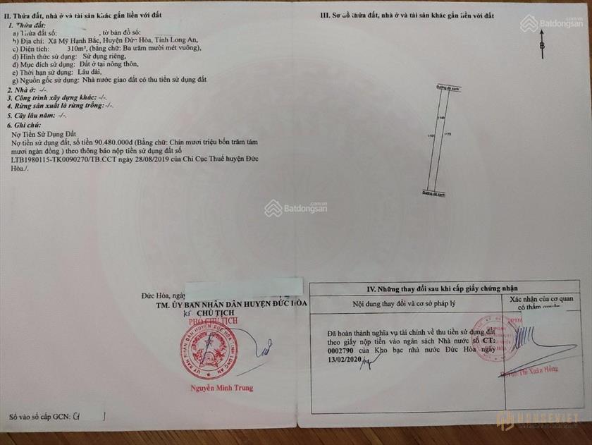 TÔI CHÍNH CHỦ BÁN GẤP LÔ ĐẤT 308M2 THỔ CƯ 100% GIÁ CHỈ 7.9 TRIỆU/1M2