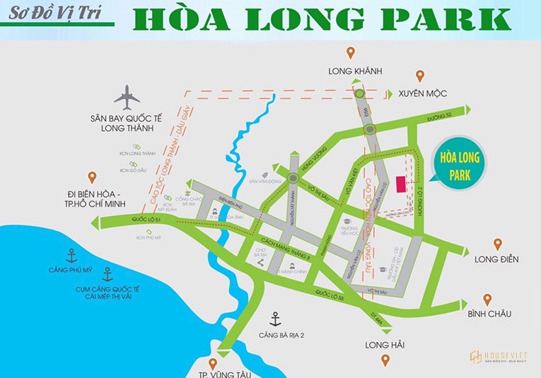 Vị trí dự án đất nền Hòa Long Park Bà Rịa