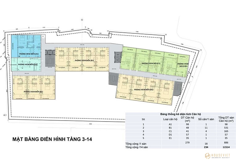 Mặt bằng tầng điển hình Léman Cap Residence