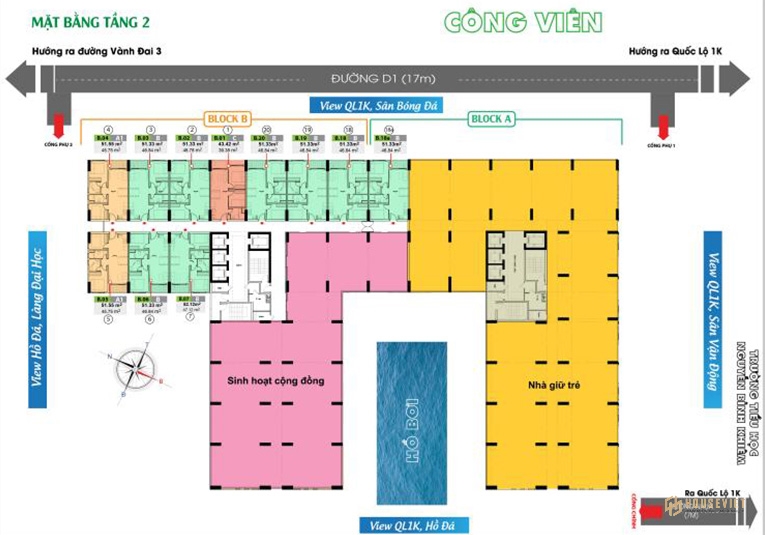 Mặt bằng tầng 2 - Bcons Green View Dĩ An