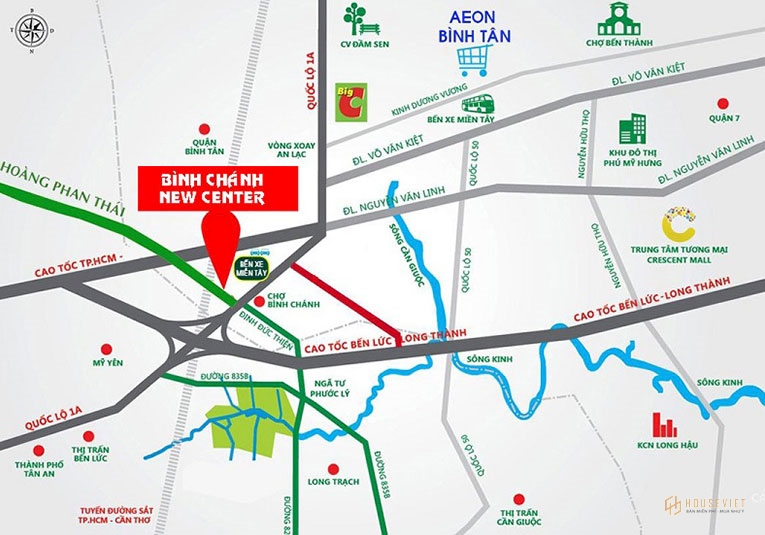 Vị trí dự án đất nền Bình Chánh New Center