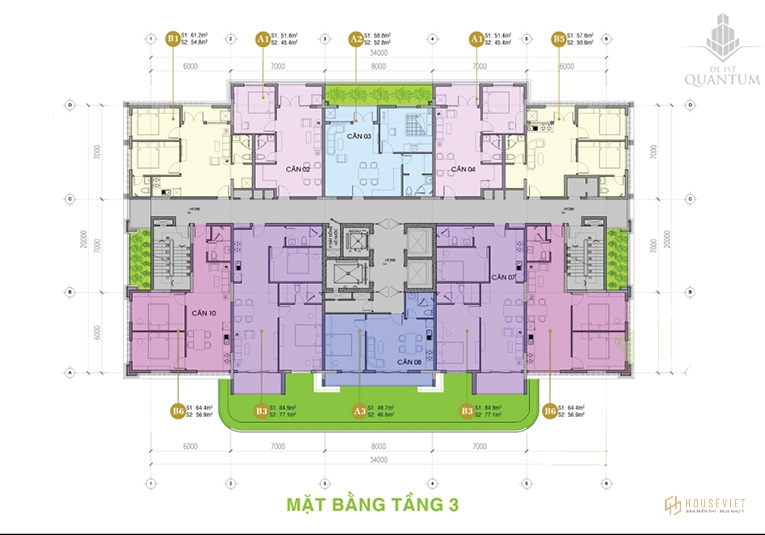 Mặt bằng tầng 3 - De 1St Quantum Hue