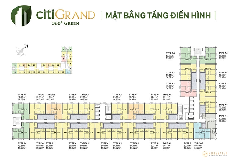 Mặt bằng tầng điển hình - Citi Grand Kiến Á.