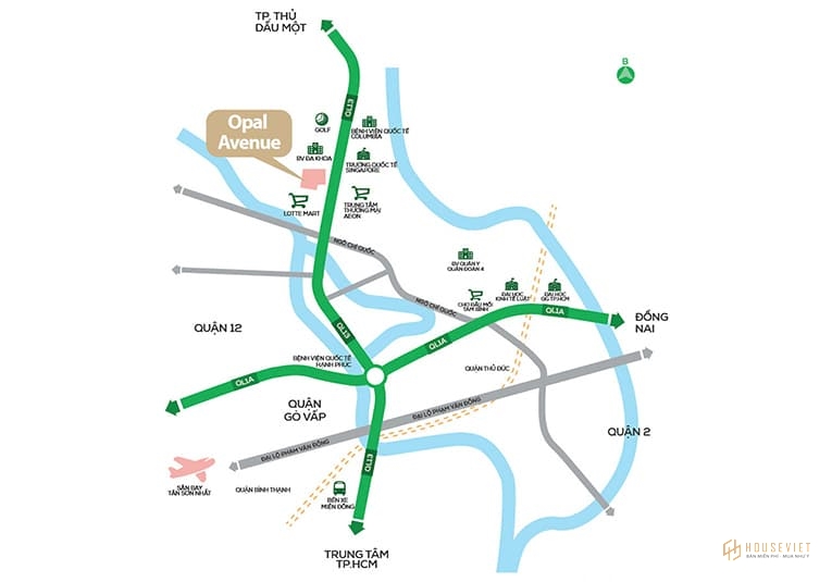 Vị trí căn hộ chung cư Opal Avenue Thuận An