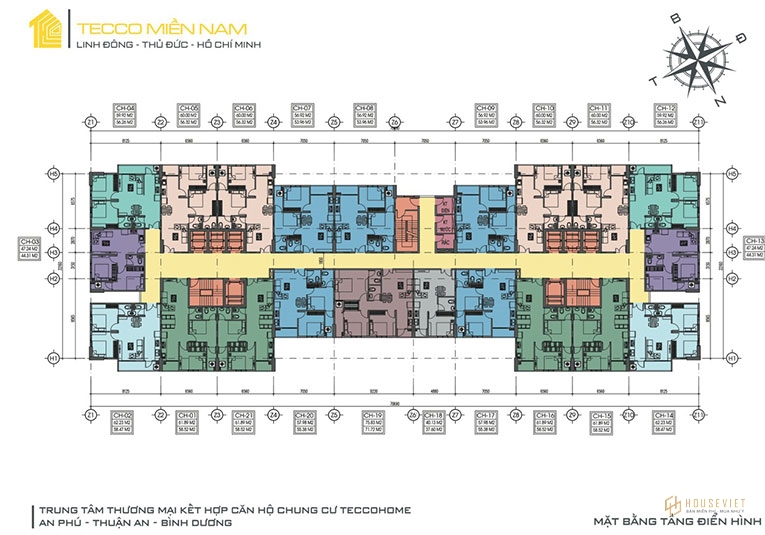 Mặt bằng tầng điển hình - Tecco Home An Phú.